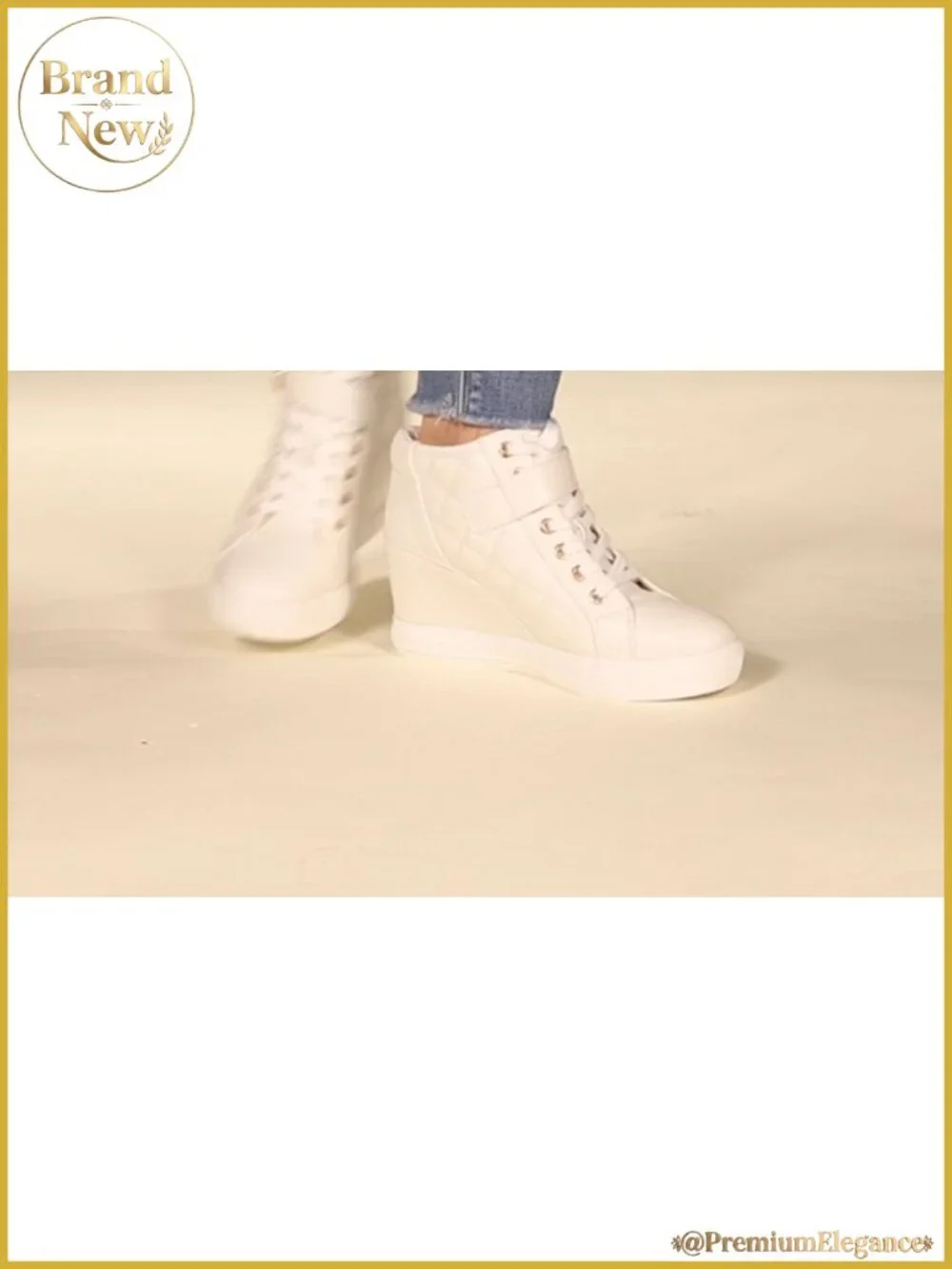 Women's Platform Wedge Sneakers – High-Top Quilted Lace-Up Shoes